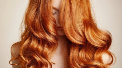 Fototapeta premium Female with vibrant red hair and freckles, young adult