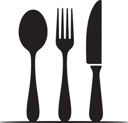 Dining silverware flat icon with spoon, knife and fork