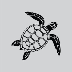 Black Sea Turtle Vector Line Design