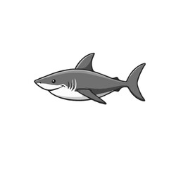 Simple Contoured 3D Grayscale Shark Icon Design