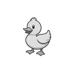 Cute Little Contoured Grayscale Duck 