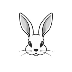 Simple Grayscale Rabbit Icon Design