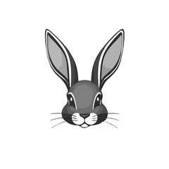 Detailed Grayscale Rabbit Icon Design 