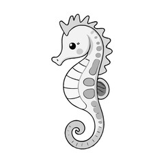 Cute Grayscale Seahorse Illustration