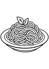Black and white vector illustration of a pasta plate. Perfect for engraving, logos, prints, restaurant menus, and creative design