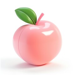 Glossy pink apple, stylized fruit graphic.
