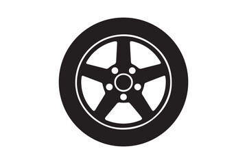 Fototapeta premium Wheel silhouette art vector on white background