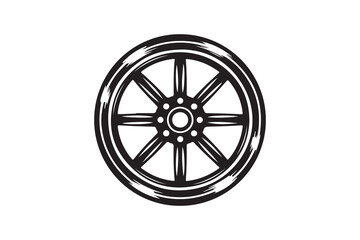 Fototapeta premium Wheel silhouette art vector on white background