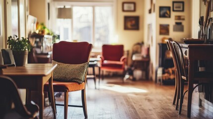 Fototapeta premium Sunlit Cozy Living Room Interior Design.