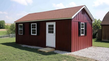 Rustic Red Shed with Countryside Storage, and Wooden Exterior.