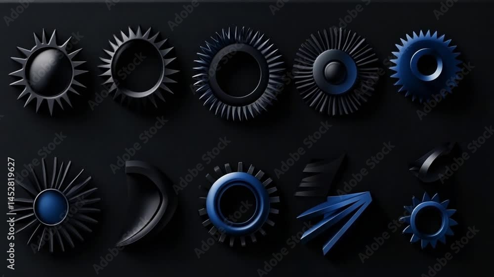 Poster abstract design elements with black and blue geometric shapes showcasing modern textures and unique 