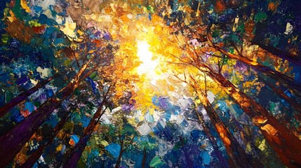 Wald Panorama mit Sonnenstrahlen | Forest Panorama with Sun Rays through Trees at Sunrise

