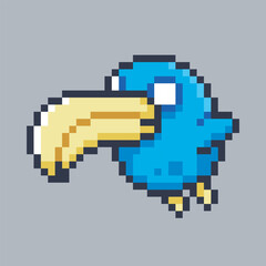 Fototapeta premium cute blue bird in pixel art style with isolated background