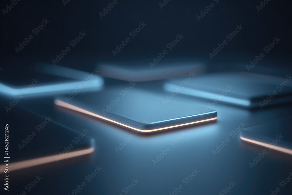Poster minimalistic depiction of contemporary payment systems with various devices arranged neatly on clean