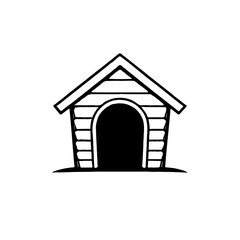 Simple Black & White Dog House Icon Design