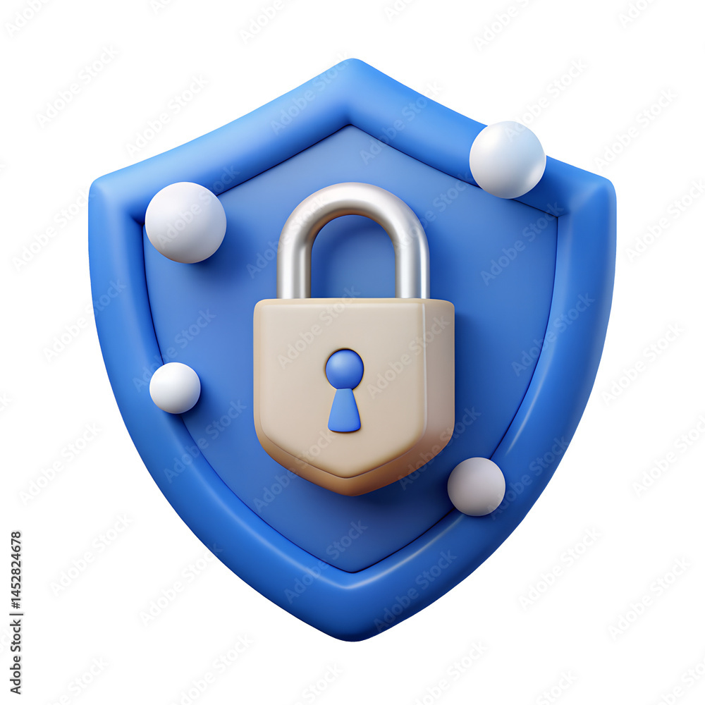 Poster security shield protection padlock safety privacy cyber secure data access concept render illustrati
