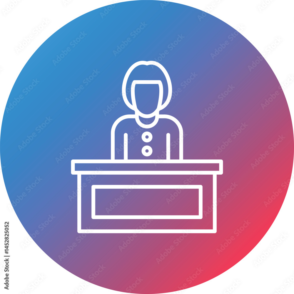 Poster receptionist line gradient circle background icon