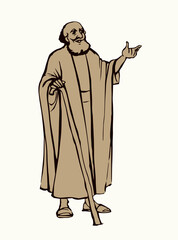 Naklejka premium Ancient Jewish preacher. Vector drawing
