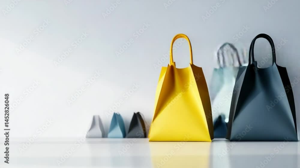 Poster minimalist arrangement of colorful geometric shapes in soft light with shadow enhancements and subtl