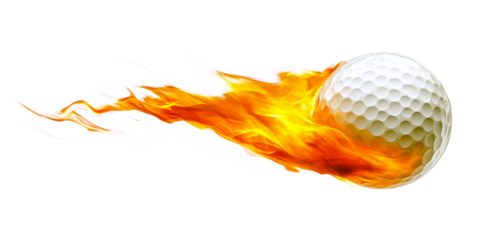 Golf Ball With Fiery Trail Representing Dynamic Motion During Outdoor Sports Activity