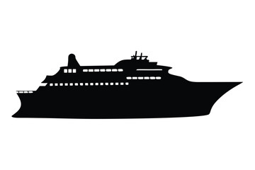 Obraz premium Silhouette of a large cruise ship on a white background