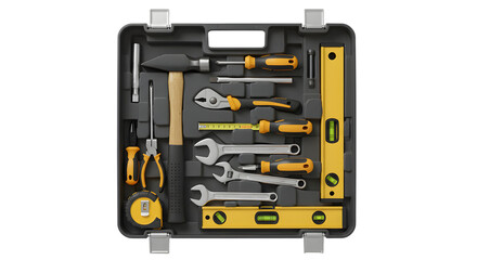 Fototapeta premium Assorted hand tools in organized toolbox