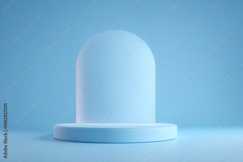 Aufkleber minimalistic scene with solitary empty podium and oversized frame as focal point