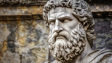 Obraz premium Majestic Roman Bust Ancient History Sculpture Detail.