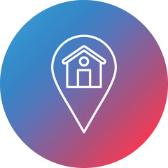 House Location Line Gradient Circle Background Icon