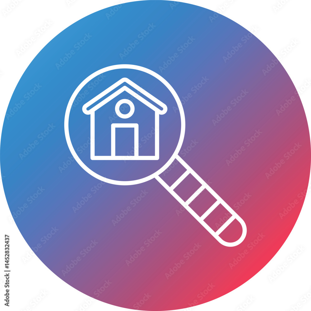 Poster search property line gradient circle background icon