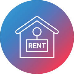 Rent House Line Gradient Circle Background Icon