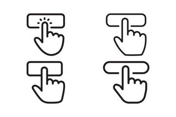 Click Button Hand Icon Set Touch Tap UI UX Line Vector Design Pack