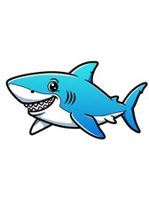 Obraz premium Happy Cartoon Shark: Blue Delight AI Generated