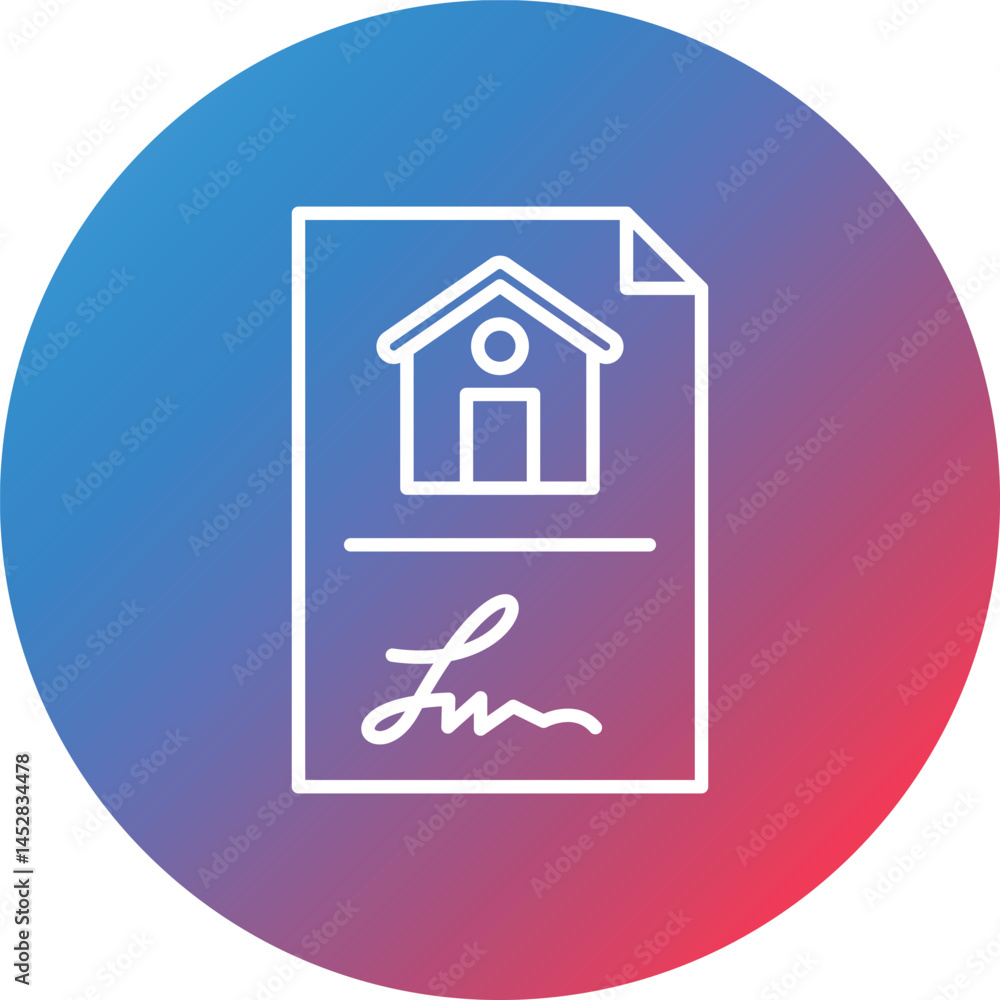 Poster property contract line gradient circle background icon