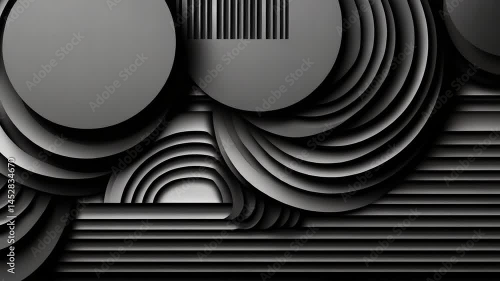 Poster abstract black and gray layered design with smooth curves and stripes creating a modern artistic bac