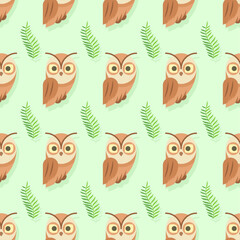 Seamless Pattern Abstract Elements Different Animal Owls Birds Wildlife Vector Design Style Background Illustration Texture For Prints Textiles, Clothing, Gift Wrap, Wallpaper, Pastel