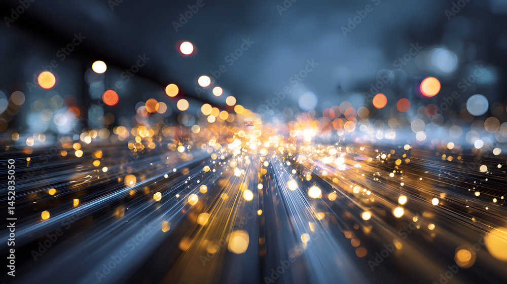 Poster dynamic bokeh light effects for business concept design urban environment abstract viewpoint