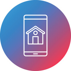 House App Line Gradient Circle Background Icon