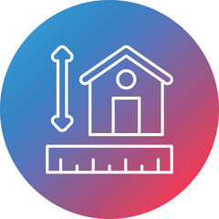 House Measurement Line Gradient Circle Background Icon
