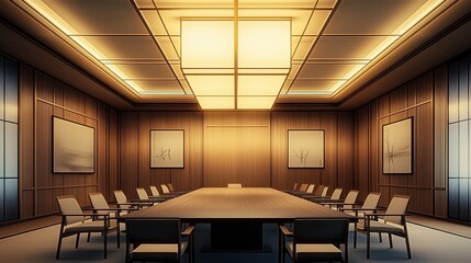 Modern Conference Room with Asian-Inspired Design