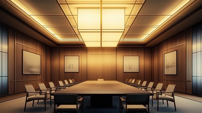 Modern Conference Room with Asian-Inspired Design