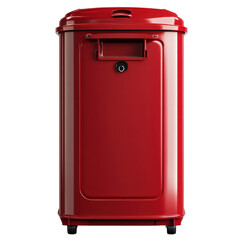 Red Metal Trash Bin with Wheels, Durable and Stylish Waste Container for Home and Office Use on Transparent Background