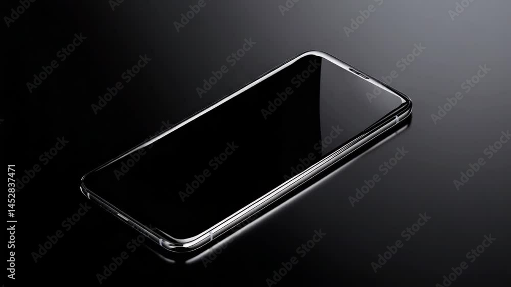 Poster sleek modern smartphone displaying glossy screen on dark surface ideal for technology and communicat