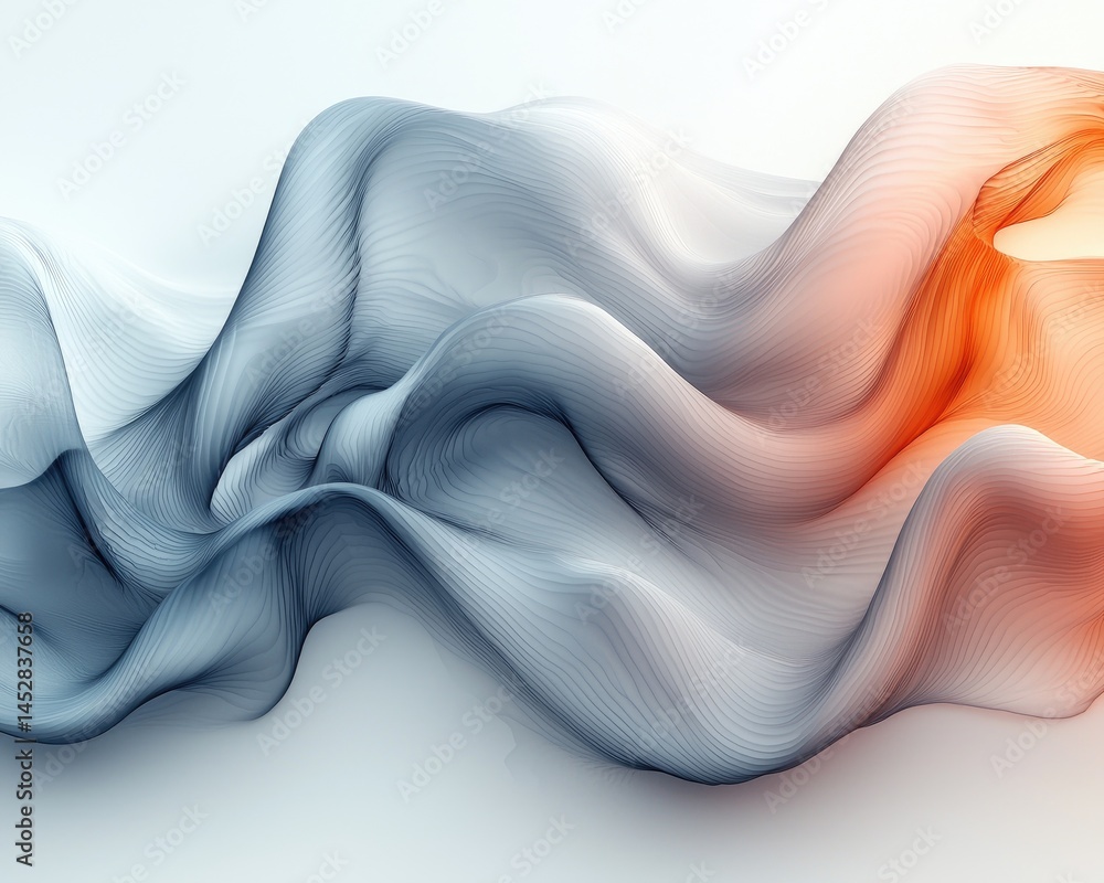 Aufkleber abstract flowing waves in blue and orange hues create a dynamic visual effect