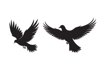 Flying Bird Silhouette Vector Icons Elegant Black Wildlife Clipart Set