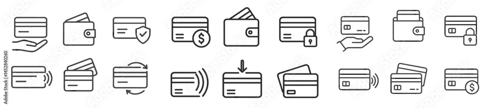 Poster Financial transaction icons representing various payment methods and security features for online shopping