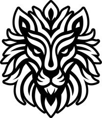 Tribal Lion Head Icon  Vector Animal Design
