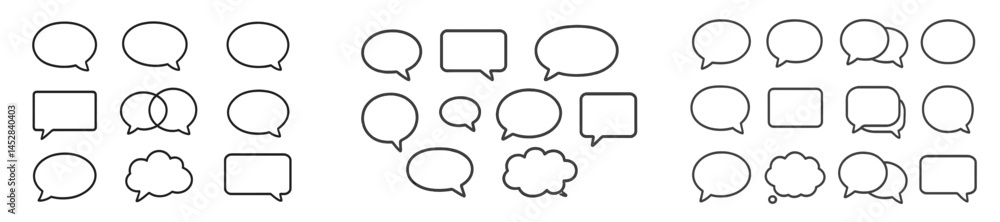 Aufkleber Collection of empty speech and thought bubbles in various shapes and sizes for creative design use