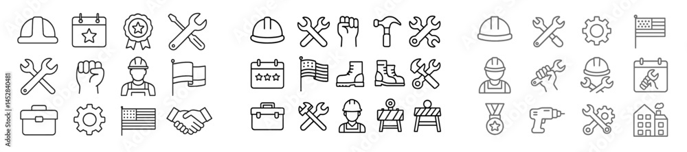 Poster construction and tools icons showcasing teamwork and safety in a work environment