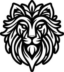 Tribal Lion Head Icon  Vector Animal Design